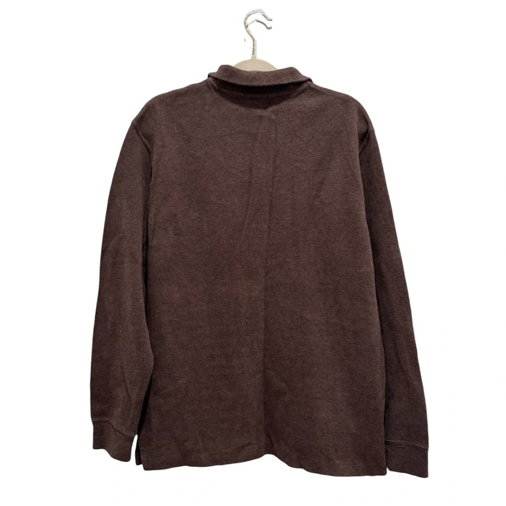 Mens Polo Ralph Lauren 1/4 Zip Collar Cotton Knit Pullover Sweater Pony Brown L